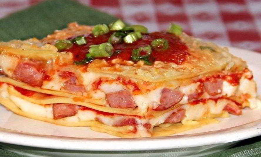 Рецепт лазаний с сосиской