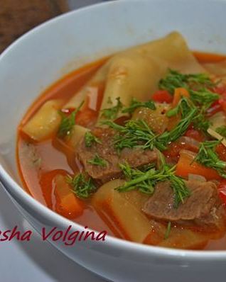 Лазанья-суп с говядиной и овощами