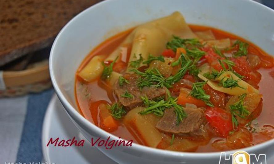 Рецепт лазаний-супа с говядиной и овощами