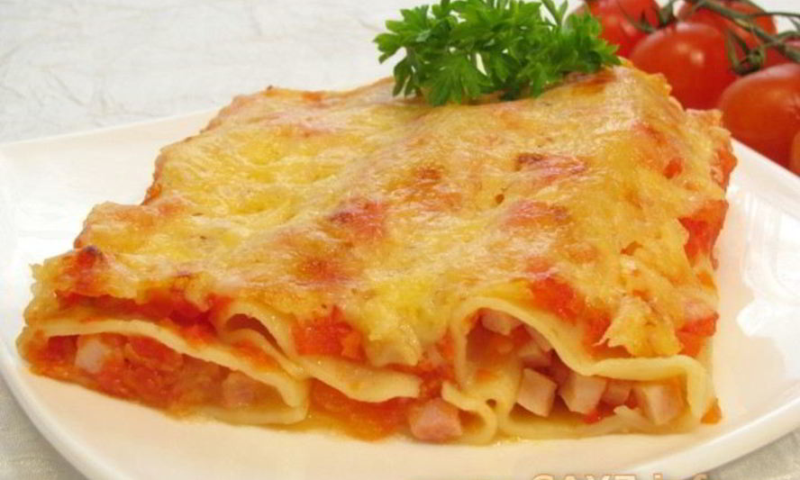 Рецепт каннеллонь с беконом под томатным соусом