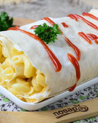 Макароны под сыром в лаваше