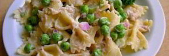 макароны с тунцом и горошком
