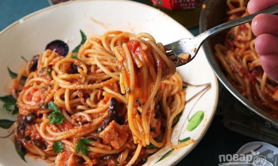 Рецепт пасты с анчоусами и оливками