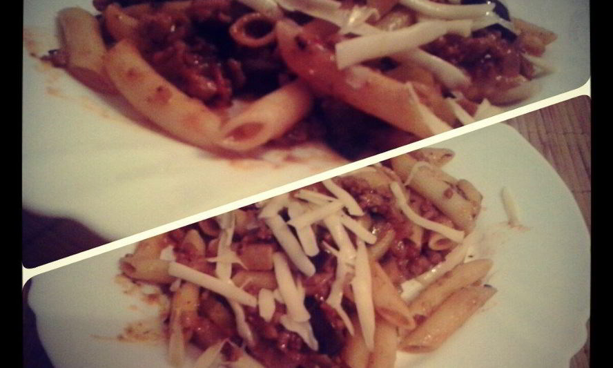 Рецепт пасты с фаршем и баклажанами