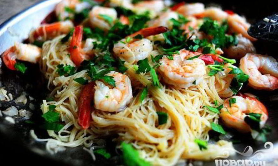 Рецепт пасты с креветками и вином