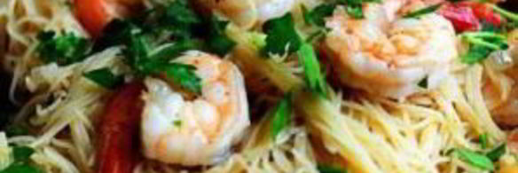 паста с креветками и вином