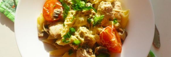 паста с курицей и грибами