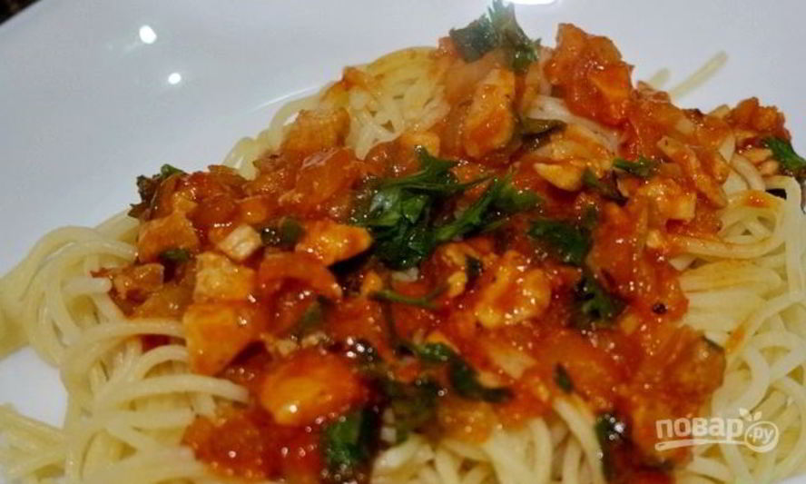 Рецепт пасты с курицей в томатном соусе