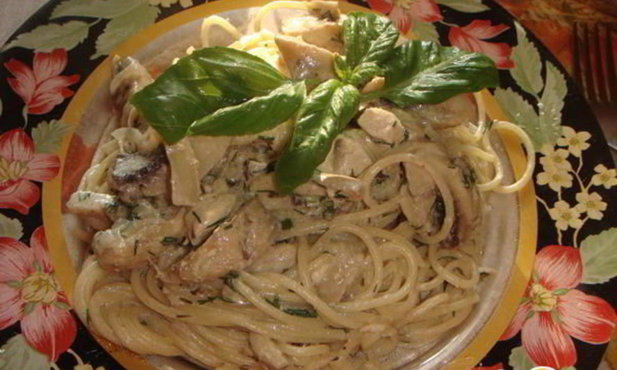 Рецепт спагетти с курицей и шампиньонами