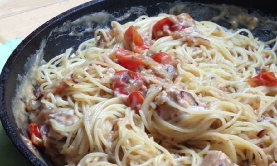 Рецепт спагетти с лососем в сливочном соусе