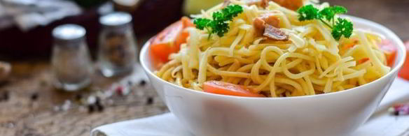 спагетти с ветчиной и сыром