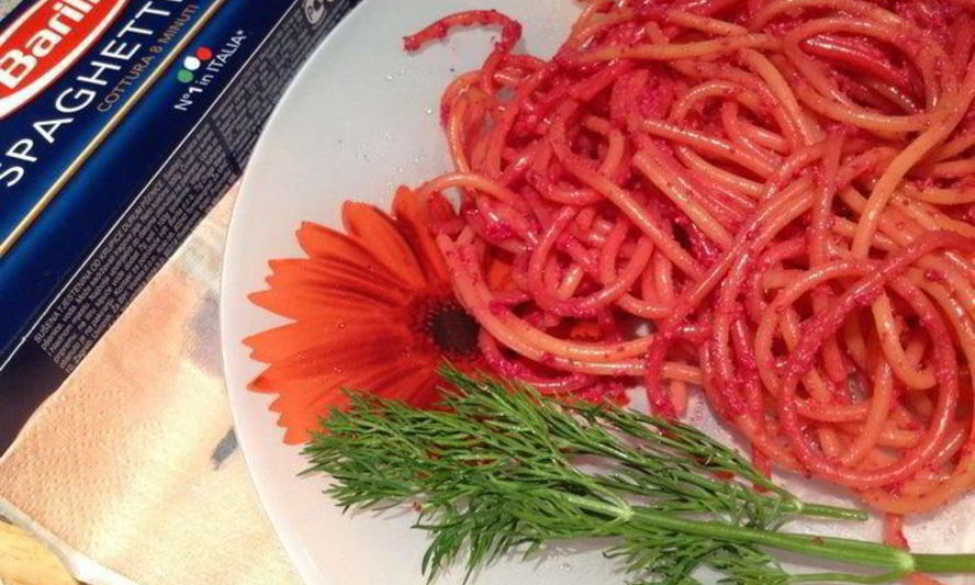 Рецепт спагетти со свекольным соусом