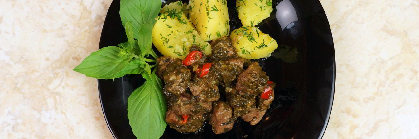 Чакапули с зеленью и вином