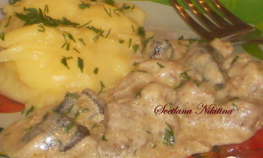 Рецепт говядины с грибами в сливочном соусе