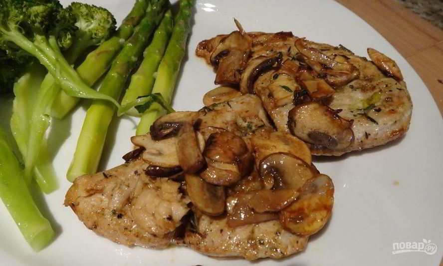 Рецепт индейки с грибами