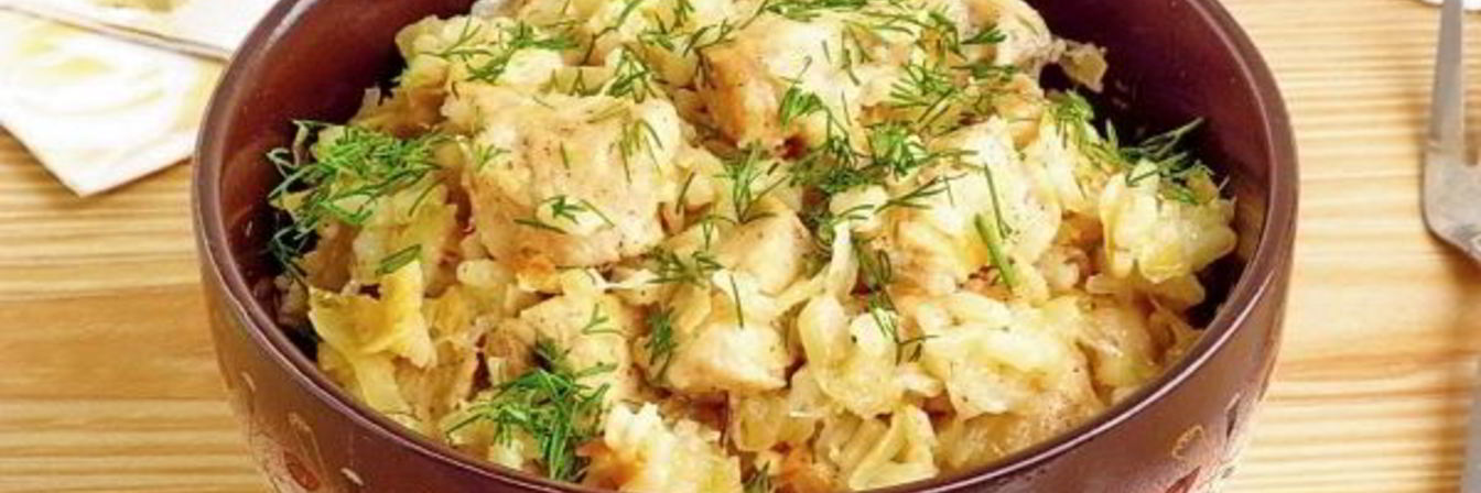 Куриное филе с квашеной капустой и рисом