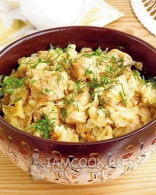 Куриное филе с квашеной капустой и рисом