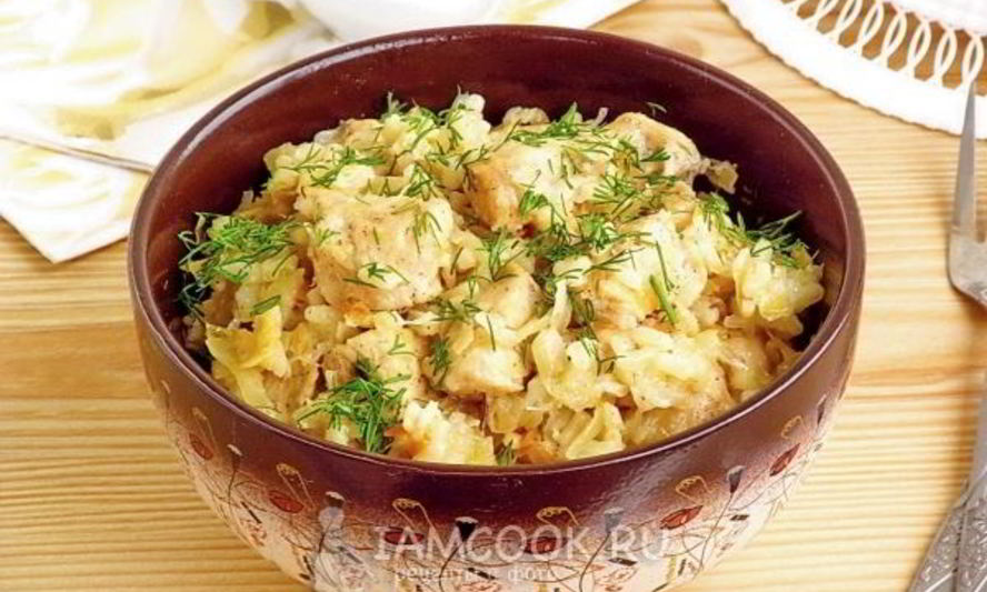 Рецепт куриного филе с квашеной капустой и рисом