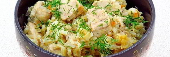 куриное филе с квашеной капустой и рисом