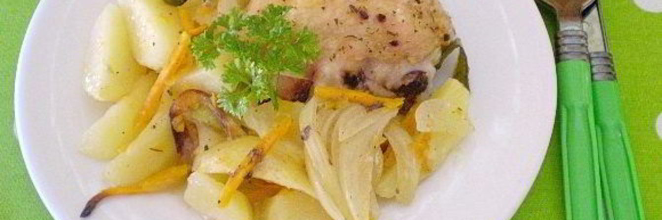 Куриные бедра с картошкой в духовке