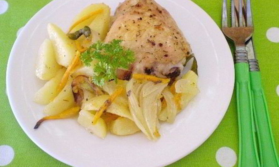 Рецепт куриных бедер с картошкой в духовке
