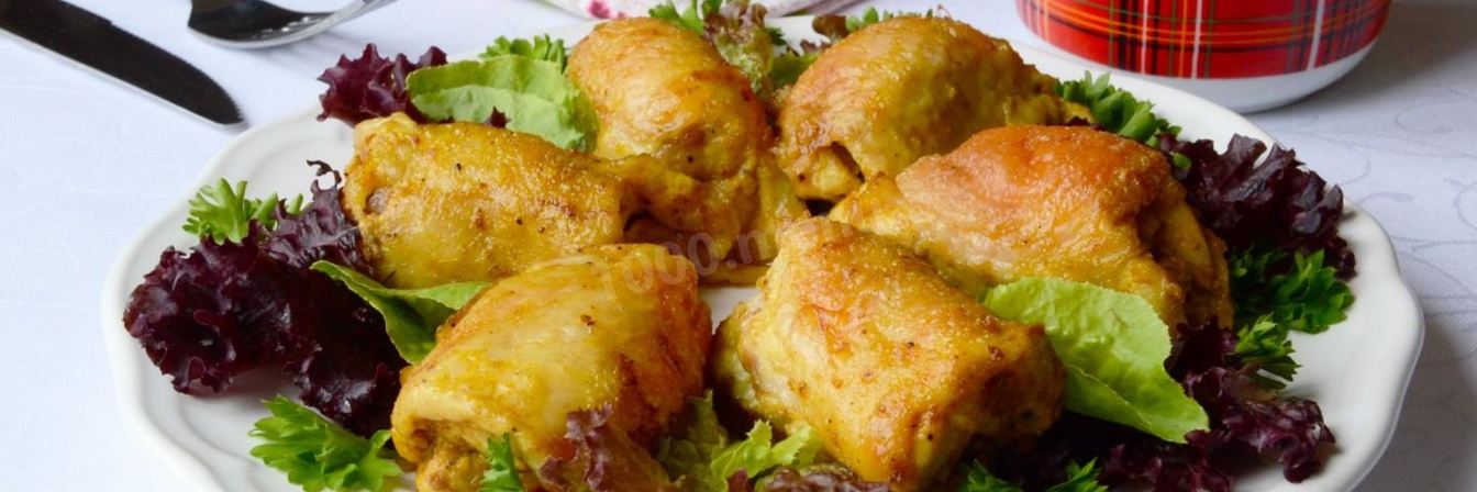 Куриные бедрышки с майонезом в духовке