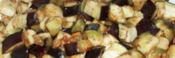 куриные сердечки с баклажанами