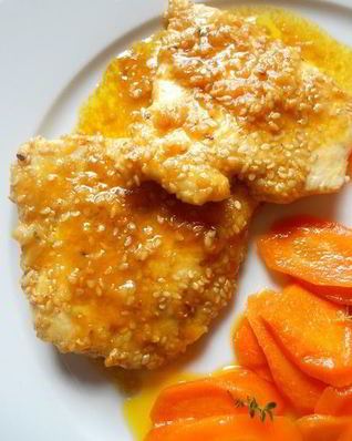 Куриные эскалопы с глазурованной морковью по-сицилийски