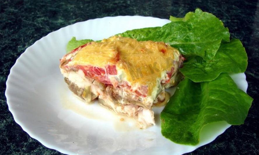 Рецепт курицы с баклажанами и помидорами в духовке