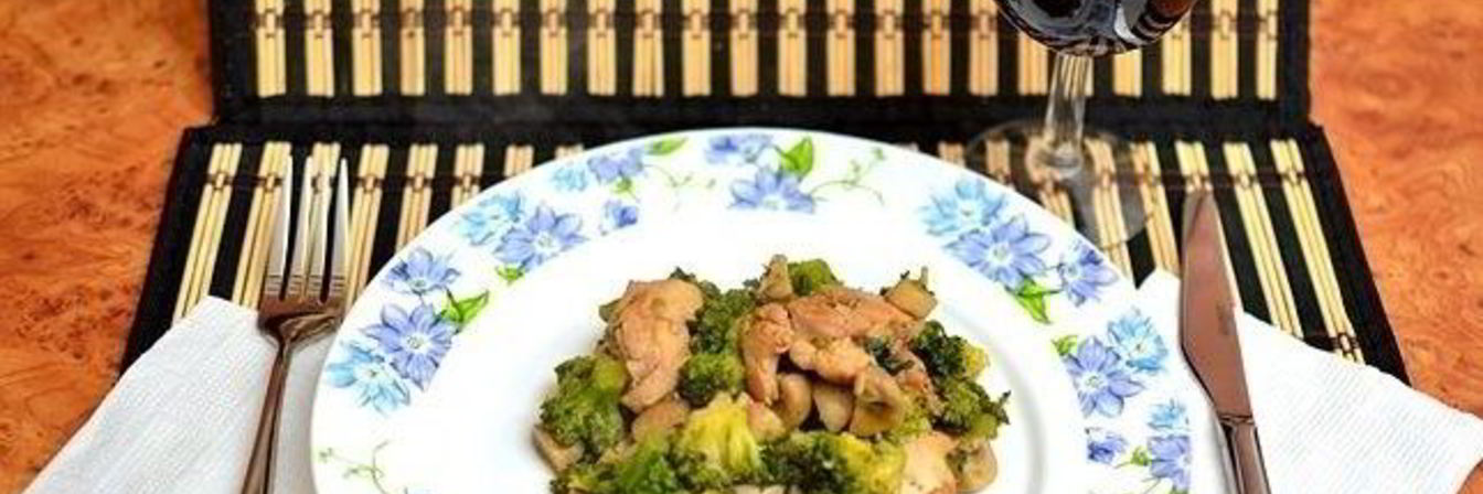 Курица с овощами на сковороде