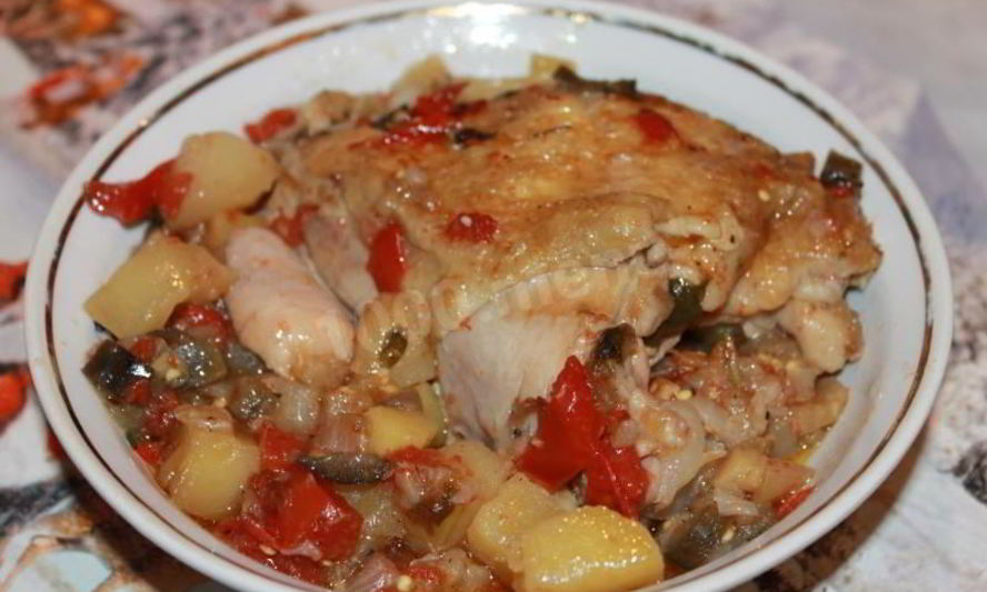 Рецепт курицы с помидорами и баклажанами