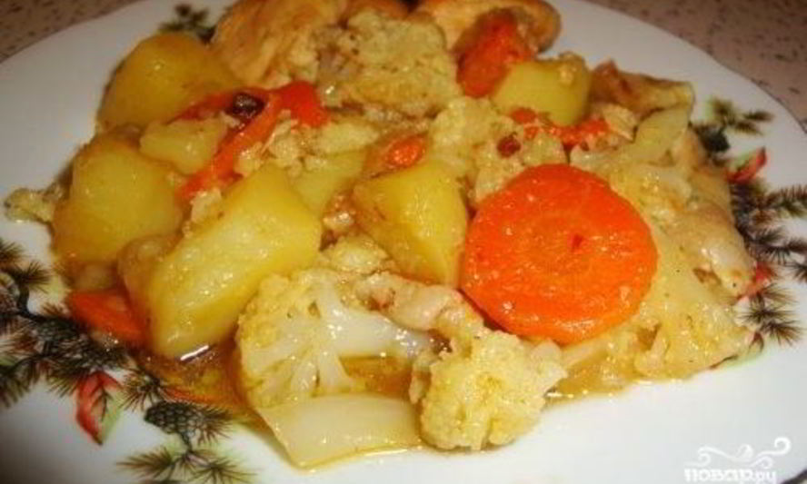 Рецепт курицы с цветной капустой в мультиварке