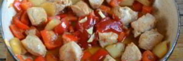 курица в кисло-сладком соусе с ананасами