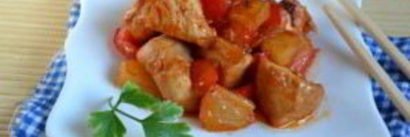 курица в кисло-сладком соусе с ананасами
