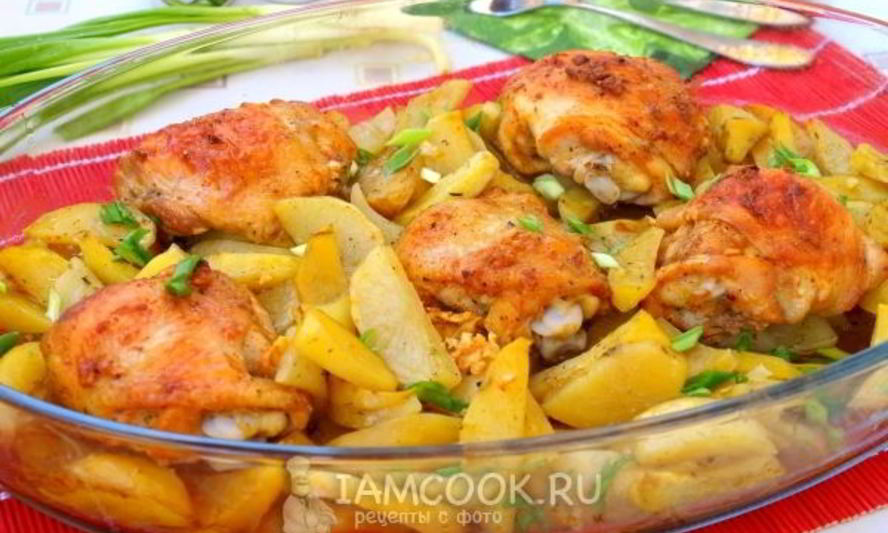 Рецепт курицы запеченной с картошкой