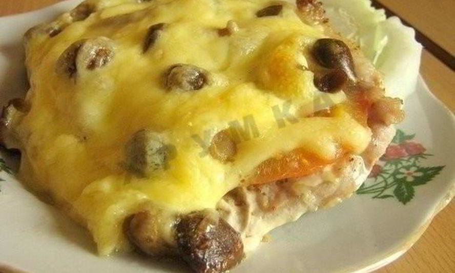 Рецепт мяса по-купечески с грибами