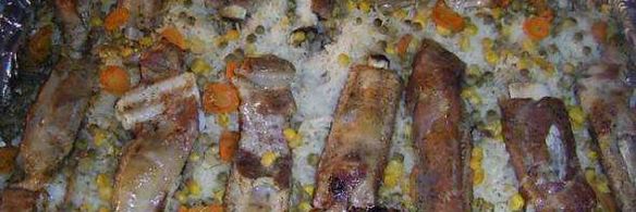 свинина с рисом и кукурузой