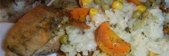 свинина с рисом и кукурузой