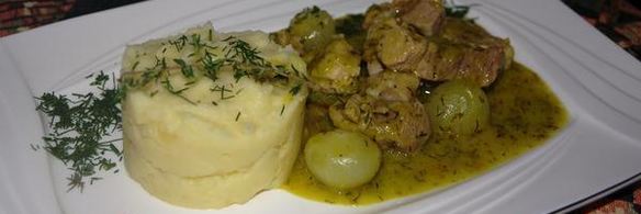 свиной окорок с острыми апельсиновыми луковицами