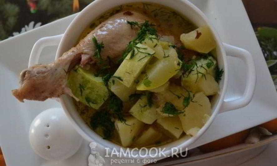Рецепт тушеной курицы с картошкой и кабачками