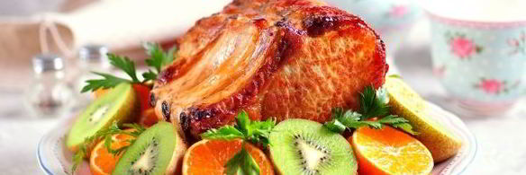 запеченная свиная корейка в мандариновом соусе