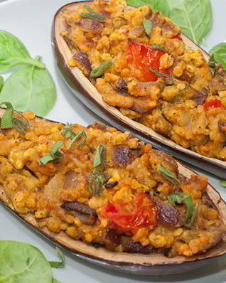 Баклажаны с чечевицей