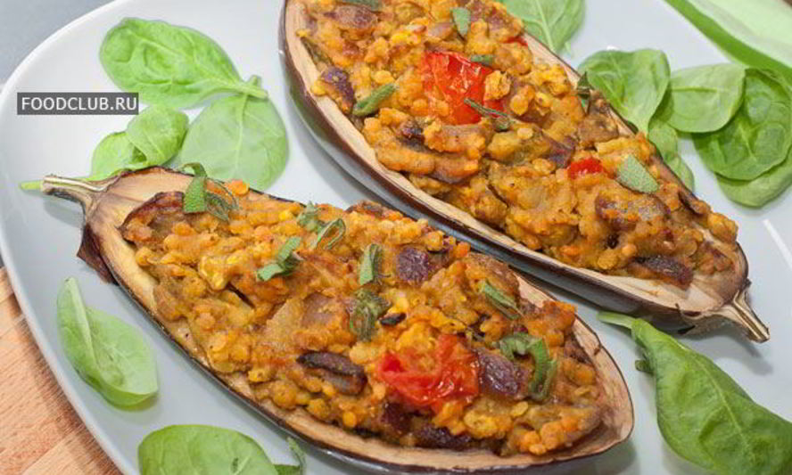 Рецепт баклажанов с чечевицей