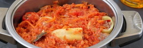 фаршированный мясом перец с картофелем