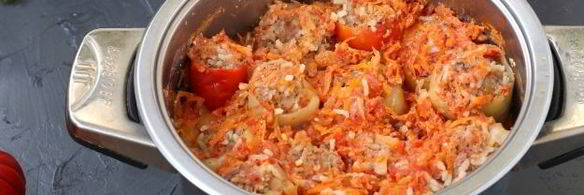фаршированный мясом перец с картофелем