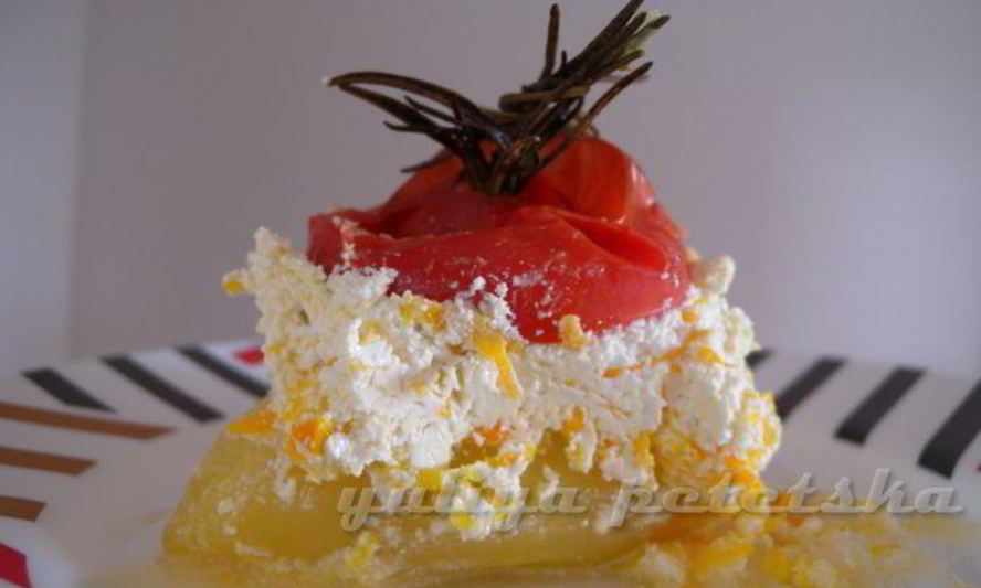 Рецепт фаршированного перца на бочок с розмариновым томатом