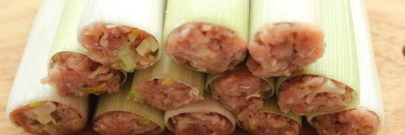 фаршированный порей в сливочном соусе, запеченный под сыром джюгас