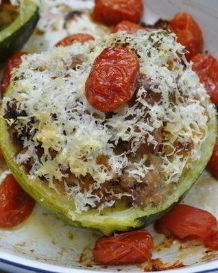 Кабачки, запеченные с грибами и сыром