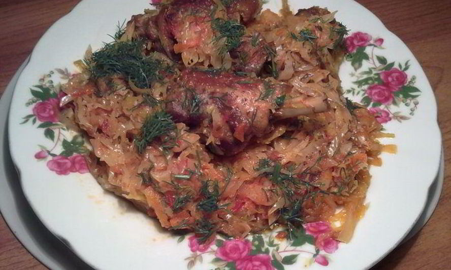 Рецепт капусты тушеной с уткой