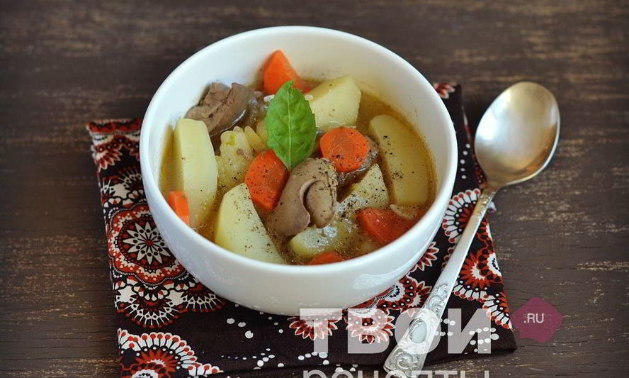 Рецепт картофеля тушеного с куриной печенью